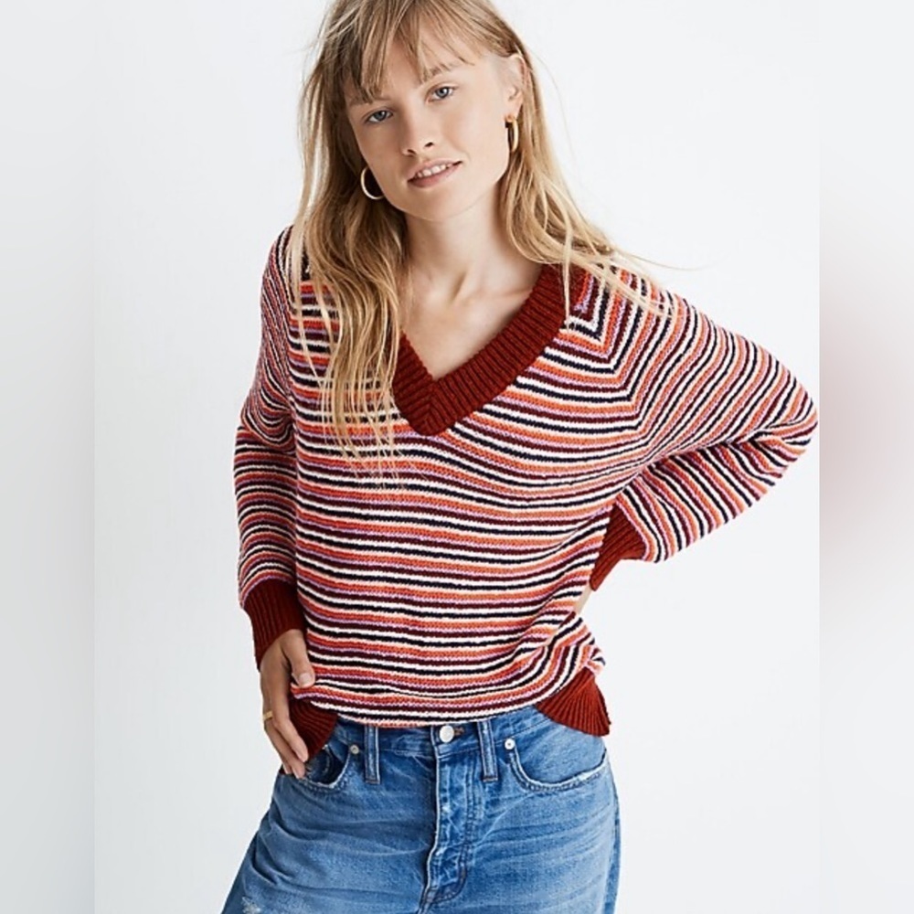 Madewell Arden V-Neck Crop Pullover Sweater